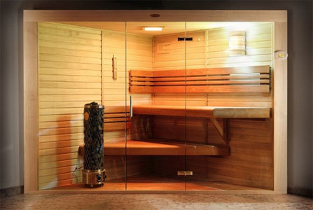 glass sauna cabin